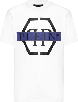 Philipp Plein Ronde Hals T-Shirt PP Tape - Heren - T-shirts - Wit - 3XL - Katoen - Tops