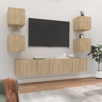 Berkfield Home 6 Piece TV Cabinet Set Sonoma Oak Engineered Wood in Brown