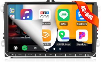 OEM Radio Para Coche Android 13 De 8 N&uacute;cleos Con 4g+64g Para Vw Golf 5 Polo Skoda Caddy, Con Carplay Y Android Auto, Pantalla 2din De 9 Pulgadas Con Naveg