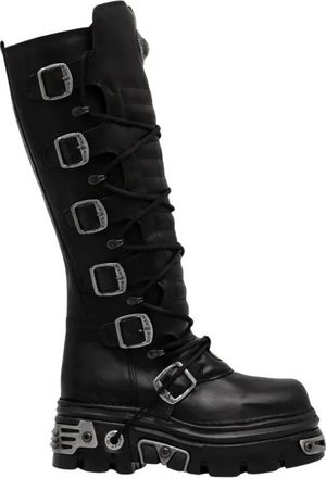 New Rock Reactor High Boot - Dames - Veterlaarzen - Zwart - 38 EU - Leer - Schoenen