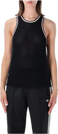 Yohji Yamamoto Ribbed Knit Tank Top - Dames - Tops zonder mouwen - Zwart - XS - Katoen - Tops