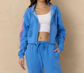 Vintage Havana Sea Bright Zip Up Hoodie In Blue