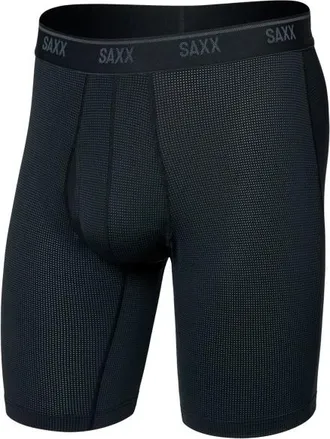 Saxx Quest Quick-Dry Mesh Long Boxer Brief Fly Kunstfaserunterw&auml;sche f&uuml;r Herren | schwarz