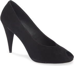 Jeffrey Campbell Sherille Peep Toe Pump in Black Suede at Nordstrom Rack, Size 8.5