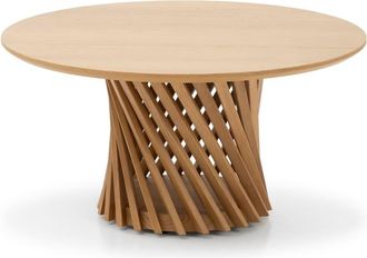 Woodek Mesa de centro redonda de roble macizo ø80 cm, acabado mate