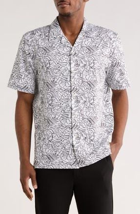 Bugatchi Print Camp Shirt in White at Nordstrom Rack, Size Xxx-Large