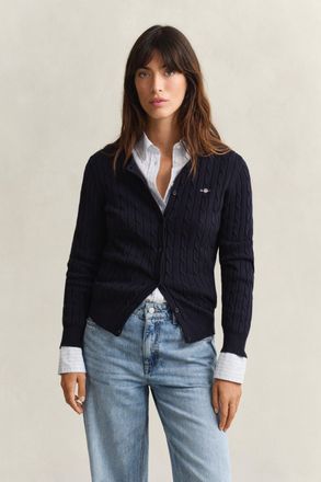 GANT Women Cable Knit Cardigan (XXL) EVENING BLUE