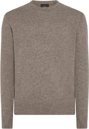Peuterey Wollen Tricot Trui - Heren - Ronde hals truien - Beige - S - Wol - Truien & Vesten