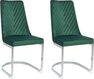 Beliani Set di 2 Sedie da Pranzo Cantilever in Velluto Verde Altoona