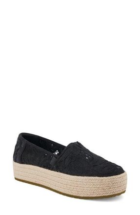Toms Valencia Platform Espadrille in Black Lace at Nordstrom, Size 8.5