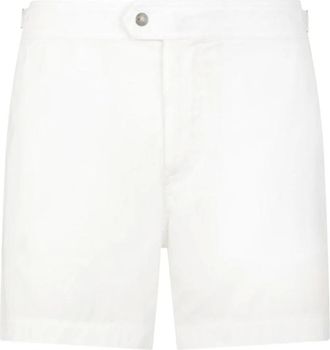 Tom Ford Beachwear, male, White, XL, Compact Poplin Swim Shorts