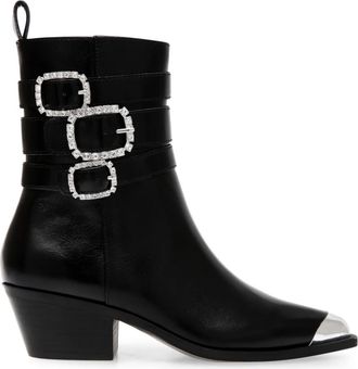 Steve Madden Kinship Zwarte Leren Laarzen - Dames - Cowboylaarzen - Zwart - 37 1/2 EU - Leer - Schoenen