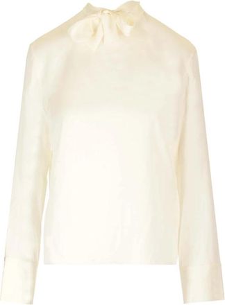Theory Zijden Blouse - Dames - Blouses - Beige - L - Leer - Overhemden