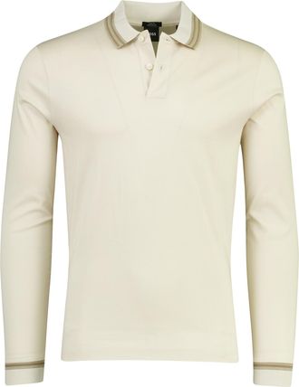 HUGO BOSS Creme lange mouw poloshirt 2-knoops Boss Black Slim Fit