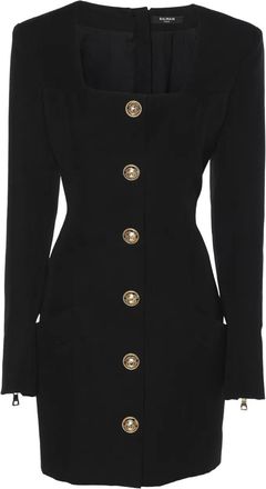 Balmain wool button midi dress - Black