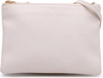 Celine Pre-owned Shoulder Bags, female, White, Size: ONE SIZE Pre-owned Minimalist Leather Pouch with Zip Closure and Shoulder Strap