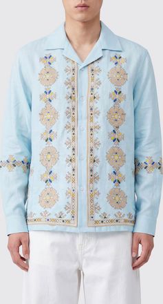 Baziszt Camicia in cotone e canapa a maniche lunghe con stampa floreale