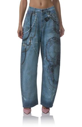 AFRM Walker Barrel Leg Jeans in Grunge Paint at Nordstrom, Size 28