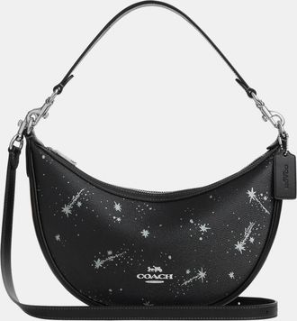 Coach Womens Aria Shoulder Bag With Star Print - Black - One Size
