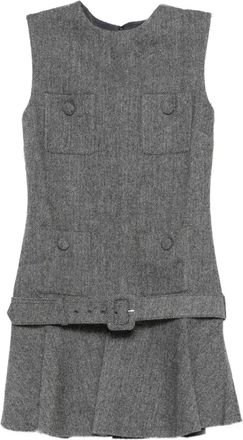 Self Portrait Mini-jurk met visgraatpatroon en gesp - Grijs