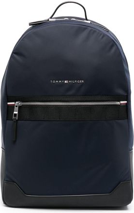 Tommy Hilfiger Elevated logo-lettering backpack - men - Calf Leather/Fabric - OS - Blue
