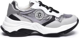Twin-Set Silver Rubber Womens Rubber Running Sneakers