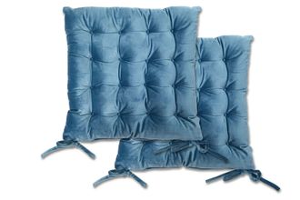 TJ Hughes Velvet Holland Luxury Seat Pad in Blue - TJ Hughes