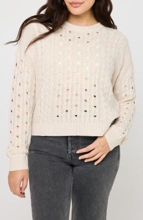Spiritual Gangster Gemma Cable Knit Sweater in White Sand at Nordstrom Rack, Size X-Small