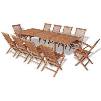 vidaXL Set da Pranzo Giardino 11 pz Sedie Pieghevoli Massello di Teak - Vidaxl