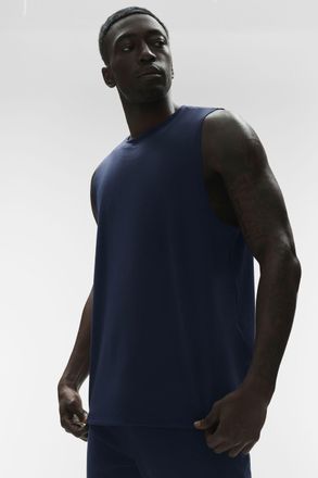 Alo | Conquer Muscle Tank Top in Navy Blue, Size: Medium