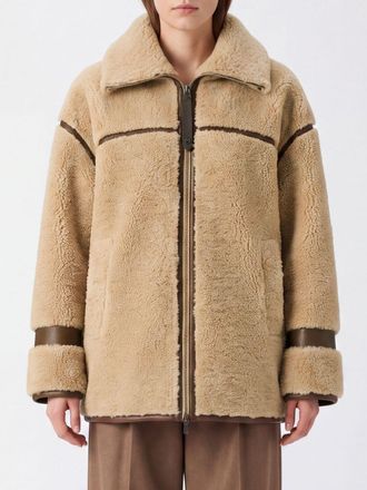 Pinko Short Faux Shearling Jacket with Zip Closure