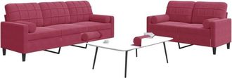 vidaXL Vidaxl - Juego De Sof&aacute;s Con Cojines 2 Piezas Terciopelo Rojo Tinto