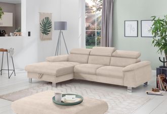 Cotta Ecksofa »Komaris L-Form, B: 244 cm« mit Kopfteilverstellung, optional Bettfunktion, Bettkasten & Licht