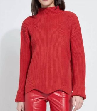 Lyss&eacute; Hyacinth Scallop Edge Sweater In Extra Ordinary Red