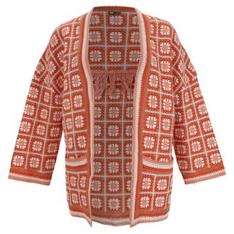 Maje Fringed Crochet Cardigan in Multicolor Cotton