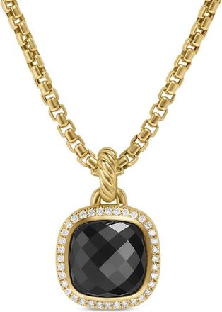 David Yurman Pendente Albion in oro giallo 18kt con diamanti e onice (15,5mm)