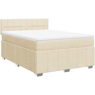 vidaXL Cama Box Spring Con Colch&oacute;n Tela Color Crema 140x190 Cm Vidaxl