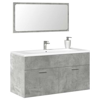 Berkfield Home Bathroom Cabinet with Mirror Concrete Grey Engineered Wood