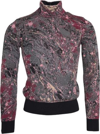 Dolce & Gabbana Multicolor Graphic Turtle Neck Men Sweater Silk Viscose Polyester Clothing