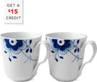ROYAL COPENHAGEN Set Of 2 Blue Fluted Mega Mugs