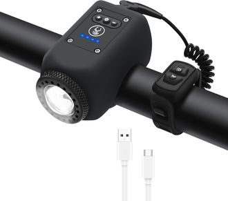 OEM Bocina Electr&oacute;nica Para Bicicletas De Monta&ntilde;a - Resistente Al Agua (ipx5) - Con Bocina Recargable Por Usb - Timbre De Bicicleta Con Faro Grande