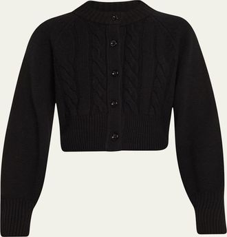 Toccin Rita Cropped Wool and Cashmere Cable-Knit Cardigan