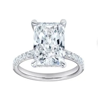 LuvMyJewelry Maia 14K Gold Radiant Cut Lab Grown Diamond Hidden Halo Engagement Ring - 5.4 Ct in 14K White Gold at Nordstrom, Size 6.5