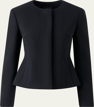 Akris Harrison Wool Single-Breasted Collarless Jacket