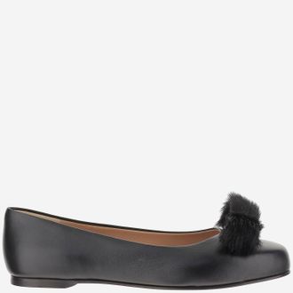 Ferragamo Leather Bow Ballet Flats