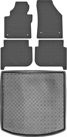 OEM Volkswagen Touran I Minivan A Partir De 2010 Set - Alfombrillas De Goma Para Coche + Alfombrilla Para Maletero