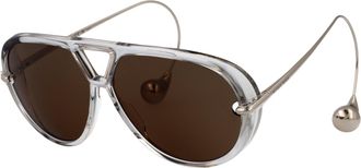 Bottega Veneta Womens Sunglasses Bv1273s Grey-Silver-Brown Metal Grey/silver/brown