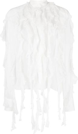 Ermanno Scervino ruffled sheer silk shirt - women - Silk - 44 - White
