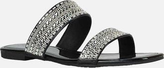 XY London Womens XY London Womens/Ladies Lucy Patent Rhinestone Flat Mule Sandals - Black - Size: 3