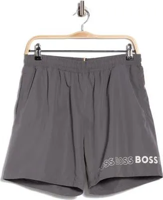 BOSS Recycled Polyester Dolphin Shorts in Dark Grey at Nordstrom Rack, Size Xx-Large